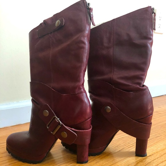 Dolce Vita Oxblood Red Midcalf Boots with Buckle and Zipper details NWOT - Picture 8 of 15